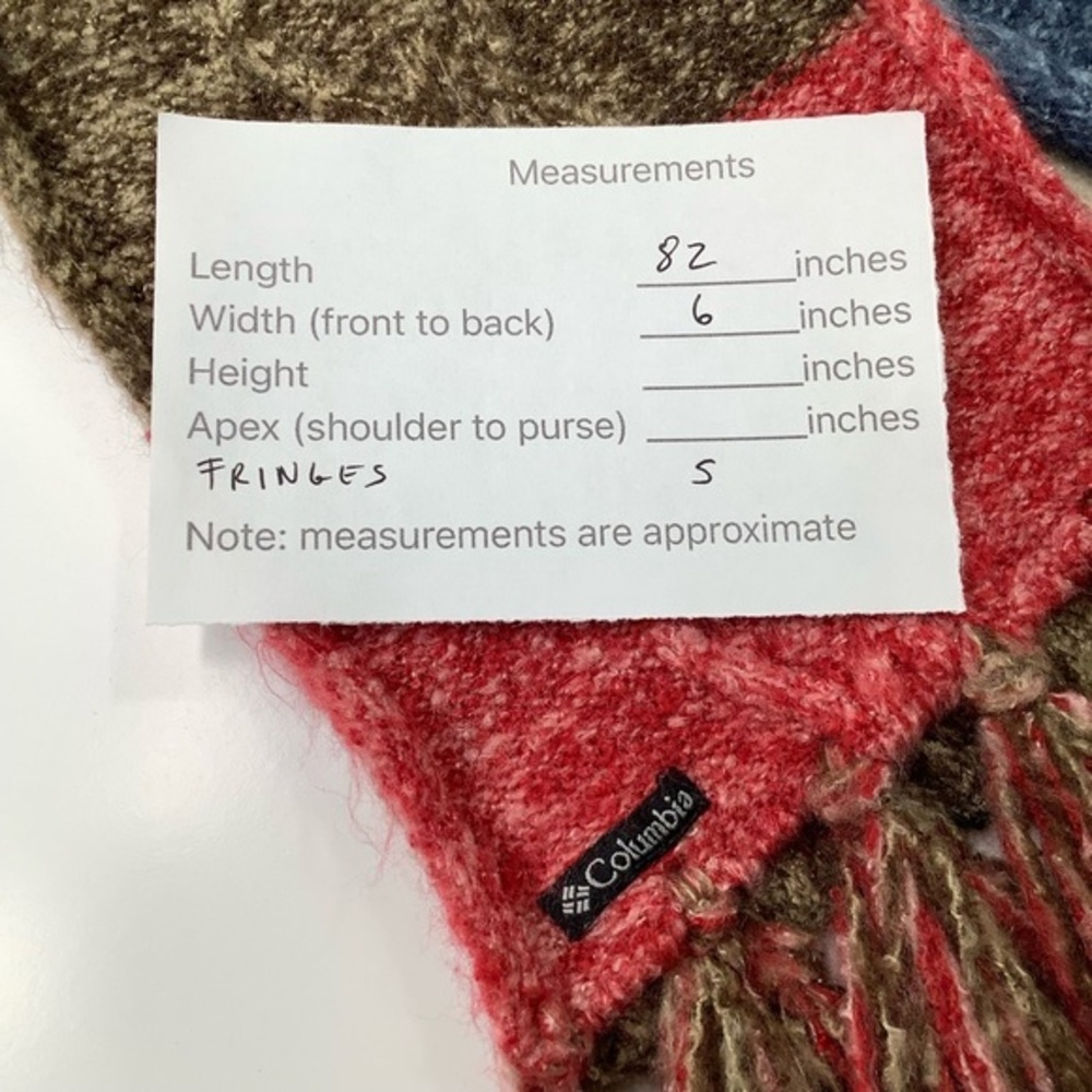 Columbia wide stripes knit scarf with long fringes unisex size 82X6 EUC - Picture 6 of 6